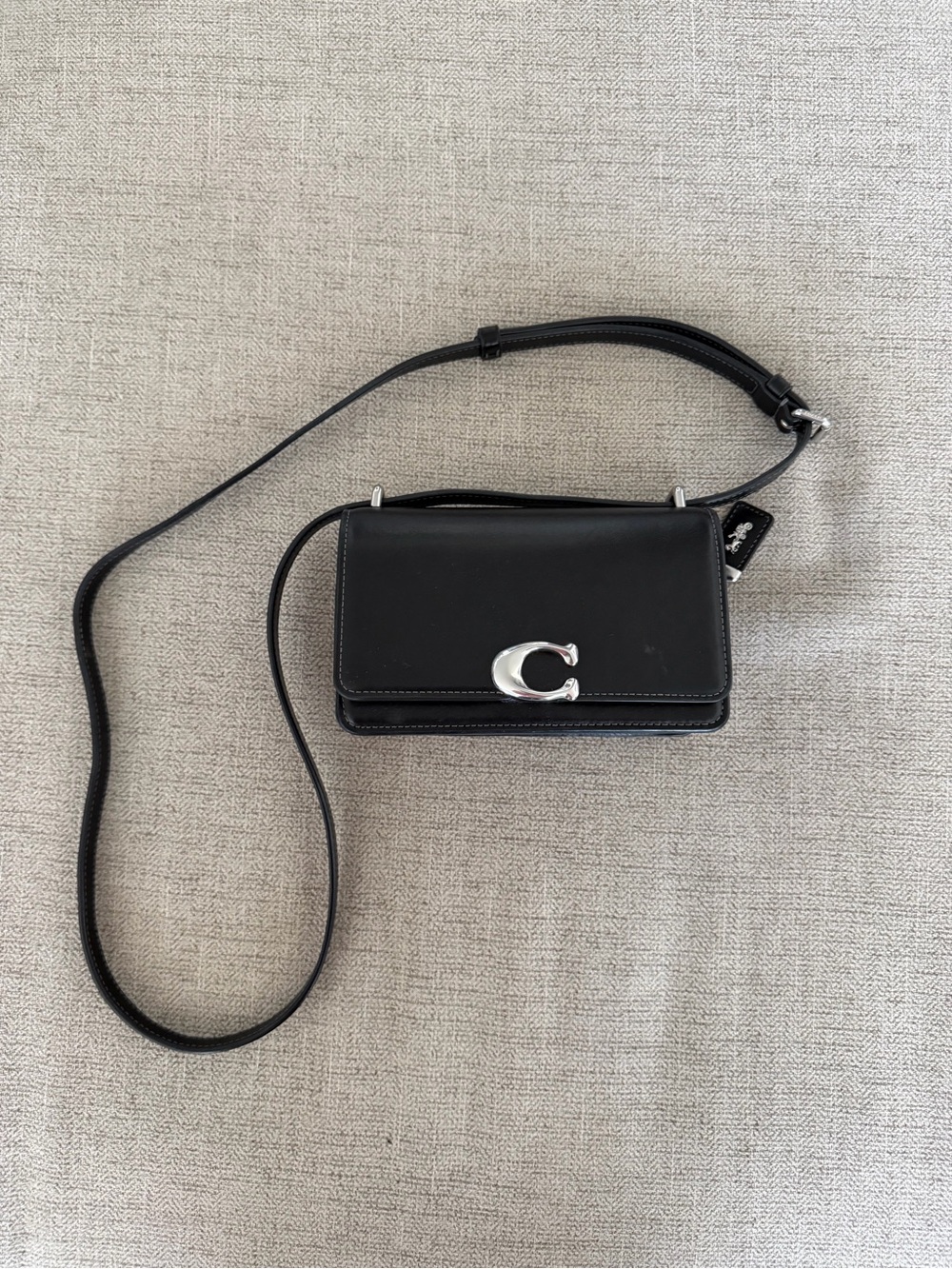Coach Black Leather Crossbody with Silver 'C' Hardware